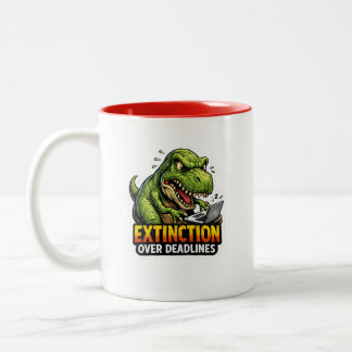 Caneca De Café Em Dois Tons Funny Dinosaur Deadline Coffee Mug