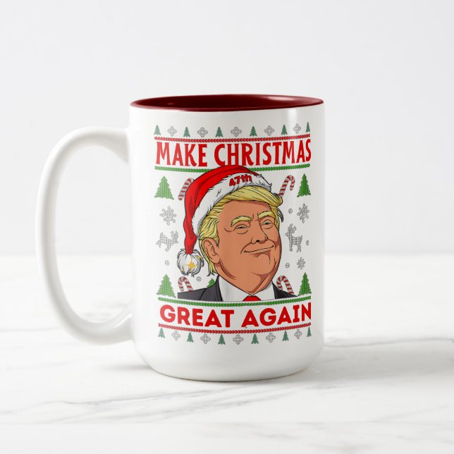 Caneca De Café Em Dois Tons Funny Donald Trump Feliz Presente de Natal (Esquerda)