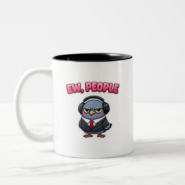 Caneca De Café Em Dois Tons Funny Ew People Pigeon Office Coffee Mug (Esquerda)