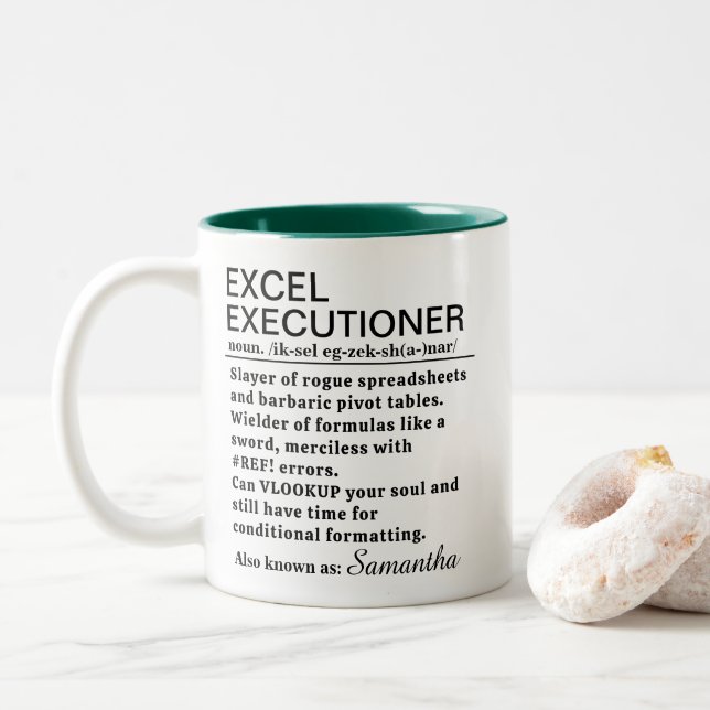 Caneca De Café Em Dois Tons Funny Excel Executioner Definition Personalized (Com Donut)