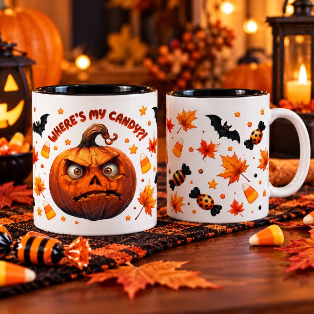Caneca De Café Em Dois Tons Funny Halloween Pumpkin Mug (Criador carregado)
