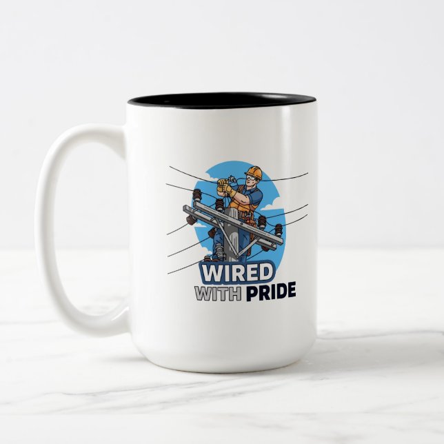 Caneca De Café Em Dois Tons Funny & Inspirational Lineman Gift (Esquerda)