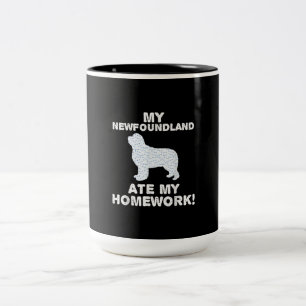 Caneca De Café Em Dois Tons Funny Newfie A Minha Terra Nova Comeu O Meu Trab