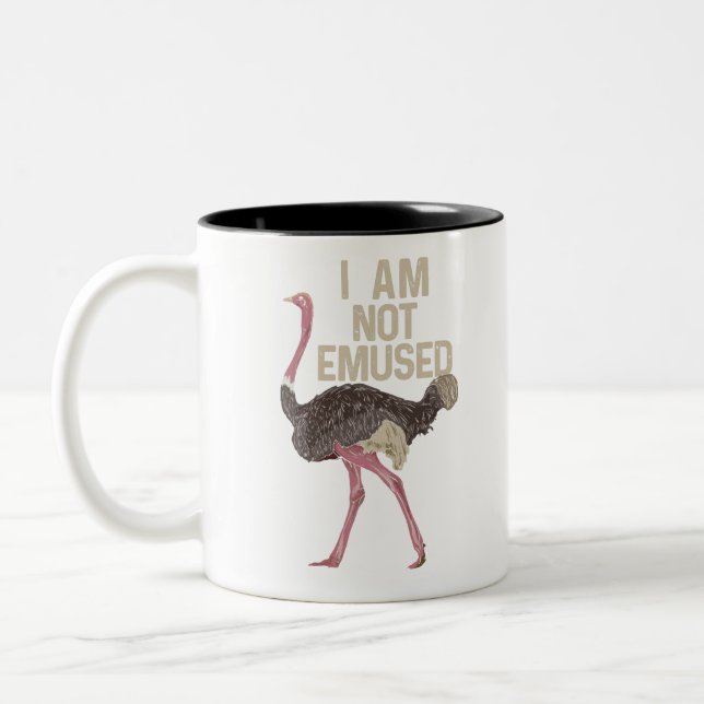 Caneca De Café Em Dois Tons FUNNY OSTRICH BIRD: I Am Not Emused (Esquerda)