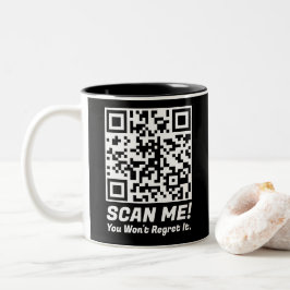 Caneca De Café Em Dois Tons Funny QR Scan Me! Funny Regret Joke 