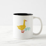 Caneca De Café Em Dois Tons Funny Sarcastic Animal Pun e Humor Duck Off<br><div class="desc">Pato fora. Bela, sarcástica e engraçada mercadoria para aqueles que amam patos, cansados de toda a estupidez e absurdo que está acontecendo ao seu redor, querem amaldiçoar e jurar, mas precisam se importar com sua língua e ser educados. Esta mercadoria gráfica é um presente perfeito de Natal e aniversário para...</div>