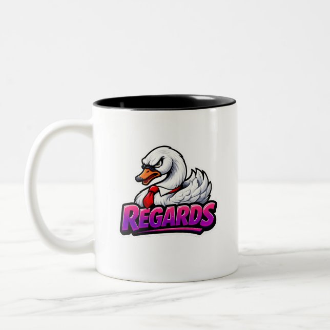 Caneca De Café Em Dois Tons Funny Swan Regards Office Sarcasm Coffee Mug (Esquerda)