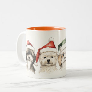 Caneca De Café Em Dois Tons Fúria Cachorro Cachorro e Natal Brilhante
