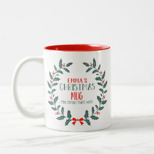 Caneca De Café Em Dois Tons Fúria de Natal Personalizada Mug com Nome Diverti