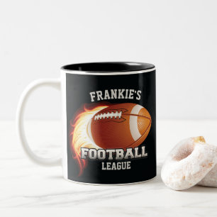 Caneca De Café Em Dois Tons Futebol Americano Personalizado Chamas Esportivas 