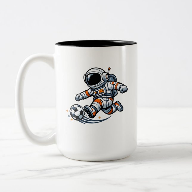 Caneca De Café Em Dois Tons Futebol de Astronauta (Esquerda)