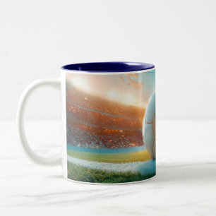 Caneca De Café Em Dois Tons Futebol de branco