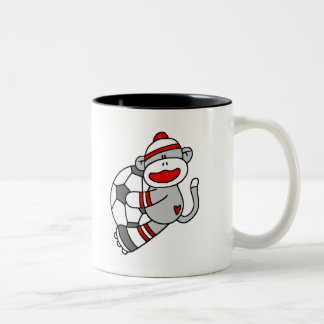 Caneca De Café Em Dois Tons Futebol do macaco da peúga
