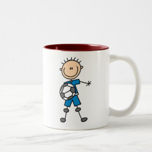 Caneca De Café Em Dois Tons Futebol uniforme azul do menino