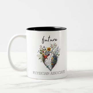 Caneca De Café Em Dois Tons Futuras Flores de Desenho Cardíaco Associadas ao M
