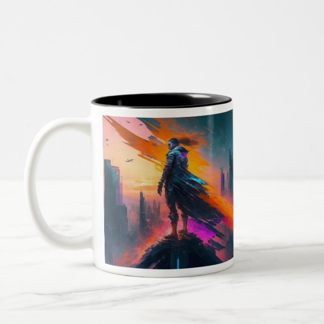 Caneca De Café Em Dois Tons Futurista (Esquerda)