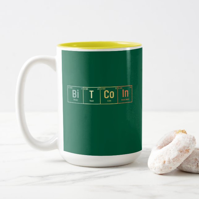 Caneca De Café Em Dois Tons Futuro Milionário Bitcoin Humor Criptomoeda  (Com Donut)