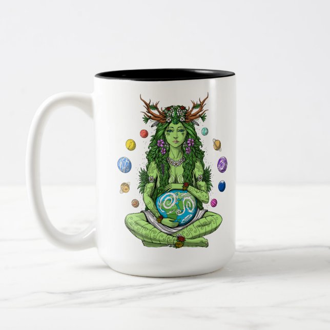 Caneca De Café Em Dois Tons Gaia Deusa da Mãe Terra (Esquerda)
