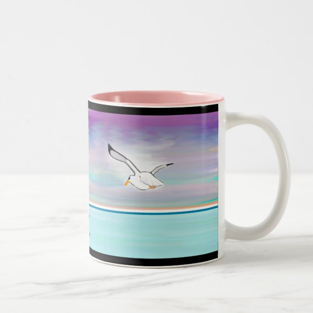 Caneca De Café Em Dois Tons Gaivota sobre o mar (Direita)