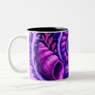 Caneca De Café Em Dois Tons Galáxia Espiral do Oceano Místico Arte de Concha