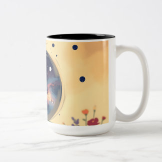 Caneca De Café Em Dois Tons Galáxia Impressionista com Jardim Sangrento