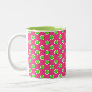 Caneca De Café Em Dois Tons Galebol Verde Coletor Bolinhas Rosa Quente