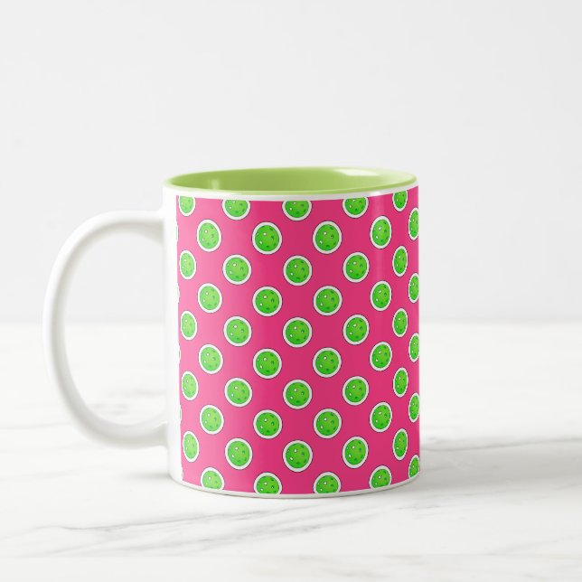 Caneca De Café Em Dois Tons Galebol Verde Coletor Bolinhas Rosa Quente (Esquerda)