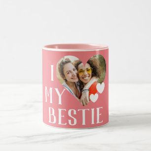 Caneca De Café Em Dois Tons Galentines Eu Amo Minha Melhor Foto Personalizada