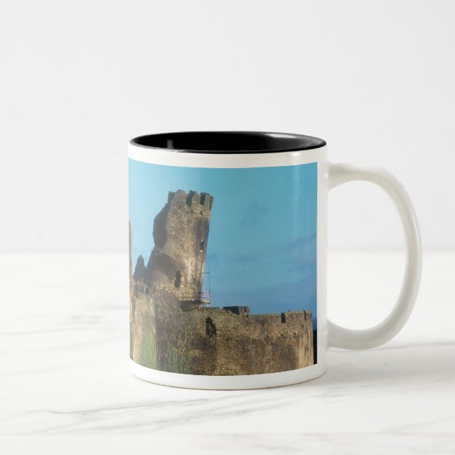 Caneca De Café Em Dois Tons Gales - castelo de Caerphilly, com vista para o (Direita)