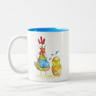 Caneca De Café Em Dois Tons Galinha Branca de Mama Bela com Bebê