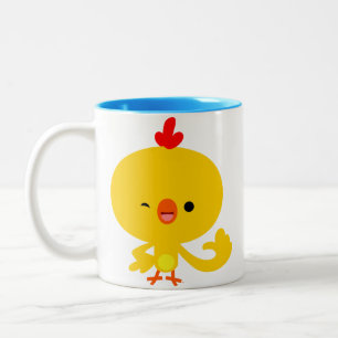 Caneca De Café Em Dois Tons Galinha de Cartoon Legal