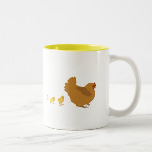 Caneca De Café Em Dois Tons Galinha e pintinhos da mãe