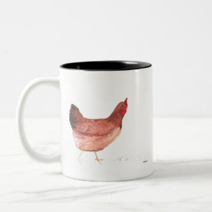 Caneca De Café Em Dois Tons Galinha galinha aquarela animais de criação aves d