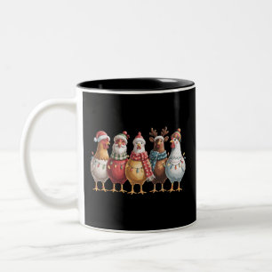 Caneca De Café Em Dois Tons Galinhas de Natal Presente de Galinha de Natal Ama