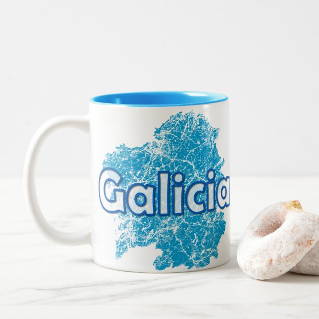 Caneca De Café Em Dois Tons Galiza (Com Donut)