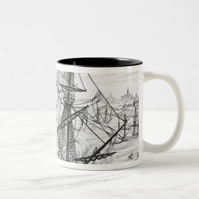 Caneca De Café Em Dois Tons Galleon da rainha Elizabeth (Direita)