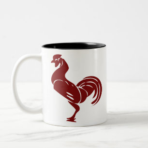 Caneca De Café Em Dois Tons Galo Aves de capoeira Galinhas Fazendas