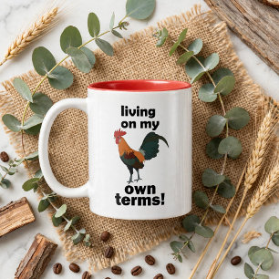 Caneca De Café Em Dois Tons Galo-do-mato-vermelho Vivendo nos Meus Próprios Te