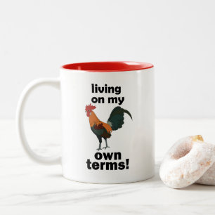 Caneca De Café Em Dois Tons Galo-do-mato-vermelho Vivendo nos Meus Próprios Te