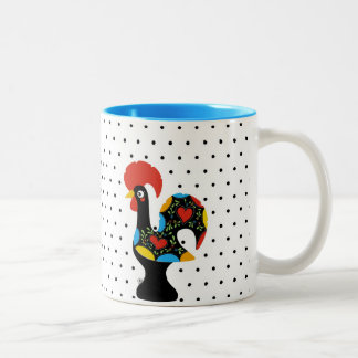 Caneca De Café Em Dois Tons Galo famoso de Barcelos Nr 09 - bolinhas