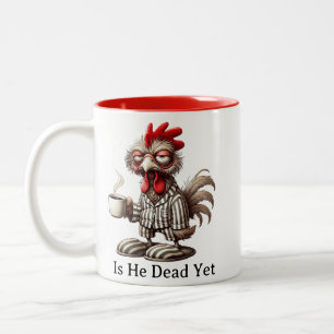 Caneca De Café Em Dois Tons Galo Mal-Humorado Manhã Ele Já Morreu Café