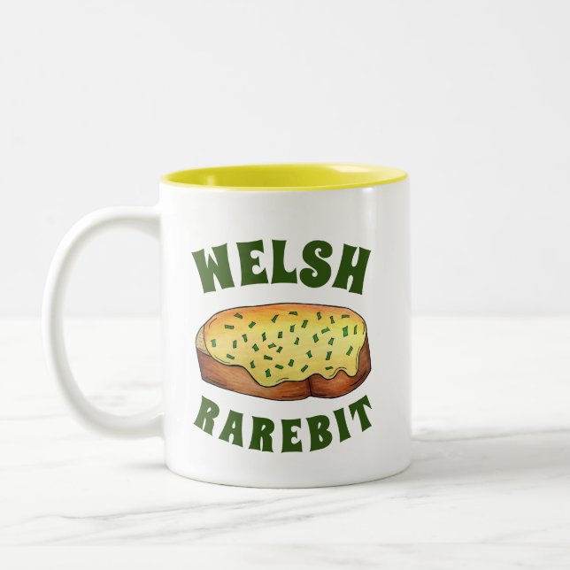 Caneca De Café Em Dois Tons Galsh Rarebit Savory Cheese Toast British Comida (Esquerda)