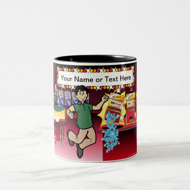 Caneca De Café Em Dois Tons Gambler Personalizado - Cartoon Masculino (Centro)