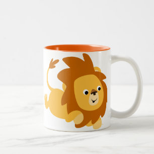 Caneca De Café Em Dois Tons Gamboling Lion Mug de Cartoon