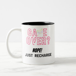 Caneca De Café Em Dois Tons Game Over Não Simplesmente Recarregue Neon Gamer