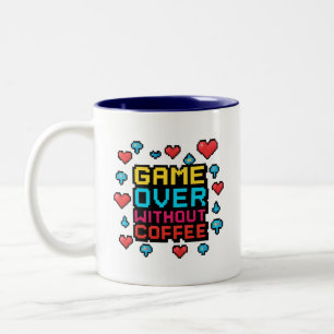 Caneca De Café Em Dois Tons Gamer Coffee Mug - Presente de Cafeína Retro Pixel