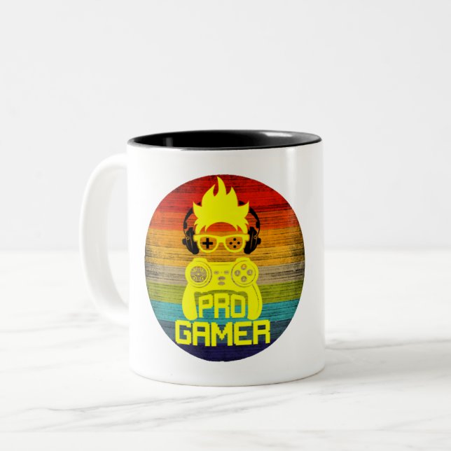 CANECA DE CAFÉ EM DOIS TONS GAMER PRO - NERD DE JOGOS (Frente Esquerda)