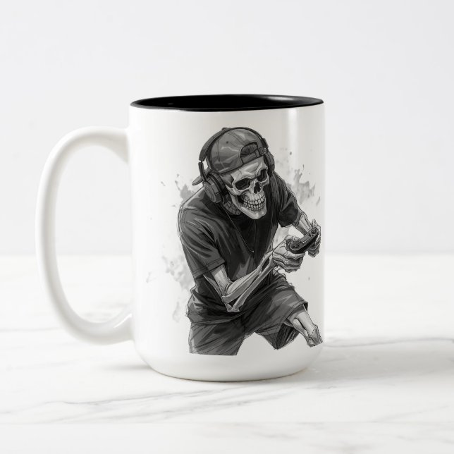 Caneca De Café Em Dois Tons Gamer Skeleton  (Esquerda)