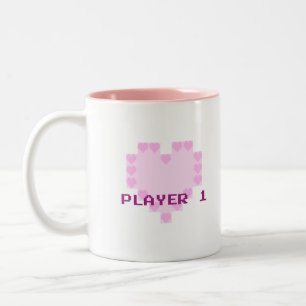 Caneca De Café Em Dois Tons Gamers no amor - jogador 1