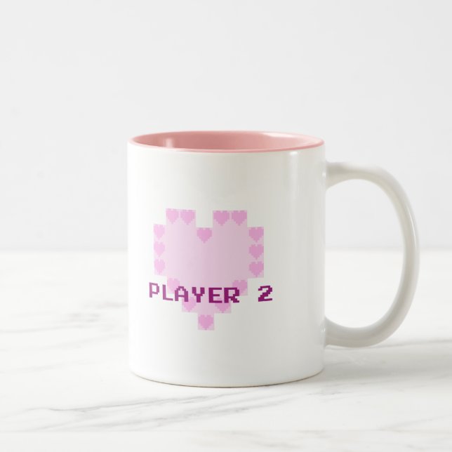 Caneca De Café Em Dois Tons Gamers no amor - jogador 2 (Direita)